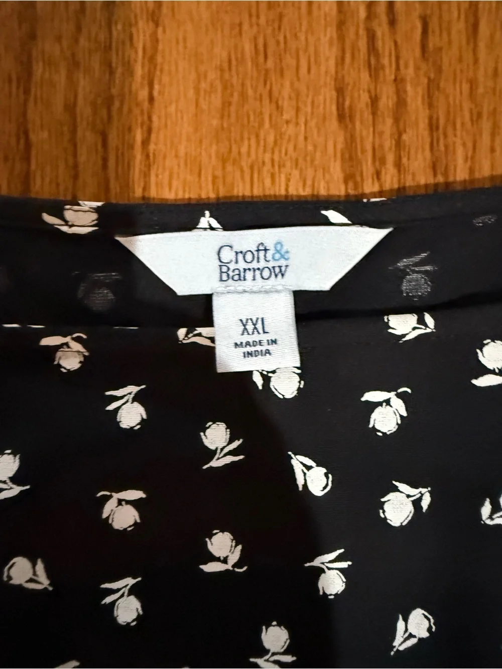 croft & barrow Black Dress with White Floral Print